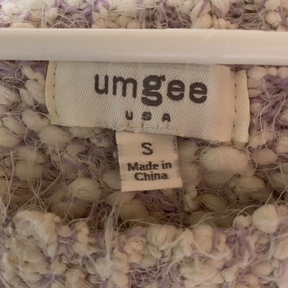 Umgee Beige purple 3/4 Sleeve Cozy Soft Chunky Knit Sweater Size Medium Women - Picture 6 of 7